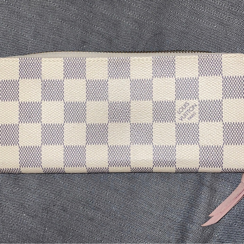 Authentic Louis Vuitton Clemence Wallet Damier Azure Rose Ballerine